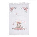 Clayre & Eef Serviette invité 40x66 cm Blanc Rose Coton Lapin