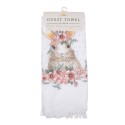 Clayre & Eef Serviette invité 40x66 cm Blanc Rose Coton Lapin