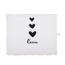 Clayre & Eef Serviette invité 40x66 cm Blanc Coton Coeurs