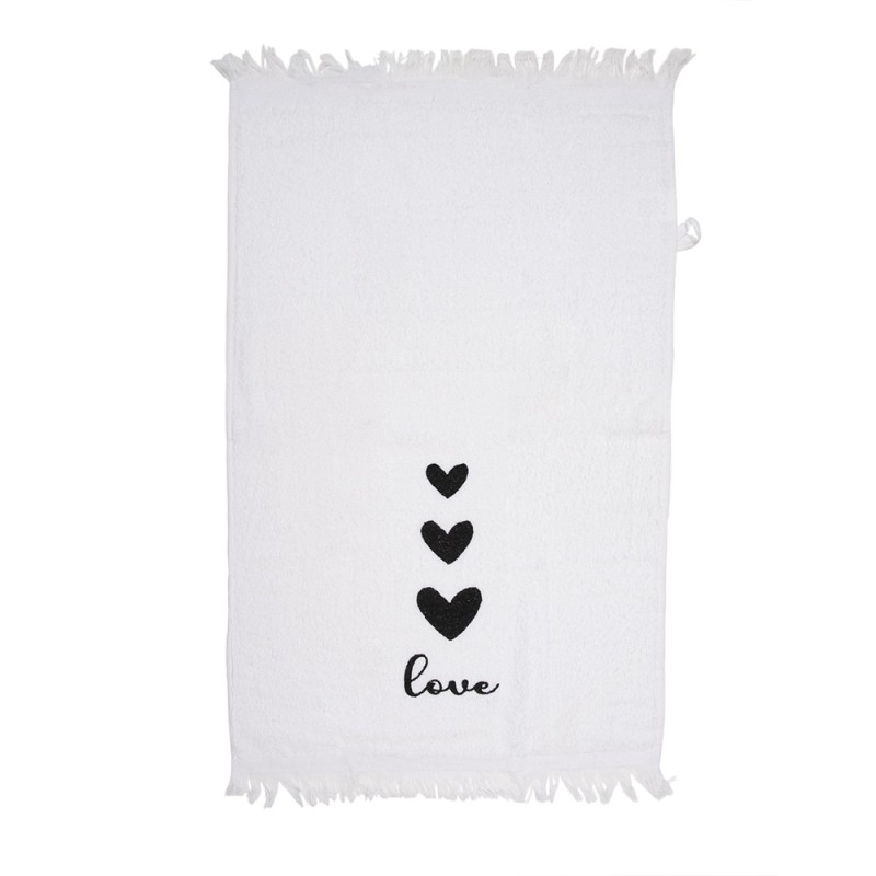 Clayre & Eef Guest Towel 40x66 cm White Cotton Hearts