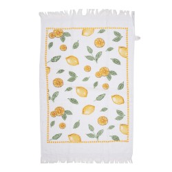 Clayre & Eef Serviette invité 40x66 cm Blanc Coton Citrons