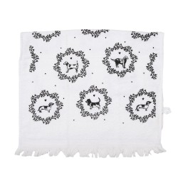 Clayre & Eef Serviette invité 40x66 cm Blanc Coton Chiens