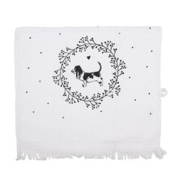 Clayre & Eef Serviette invité 40x66 cm Blanc Coton Chien