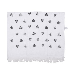 Clayre & Eef Serviette invité 40x66 cm Blanc Coton Coeurs