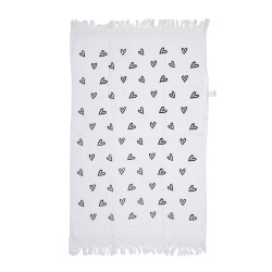 Clayre & Eef Serviette invité 40x66 cm Blanc Coton Coeurs