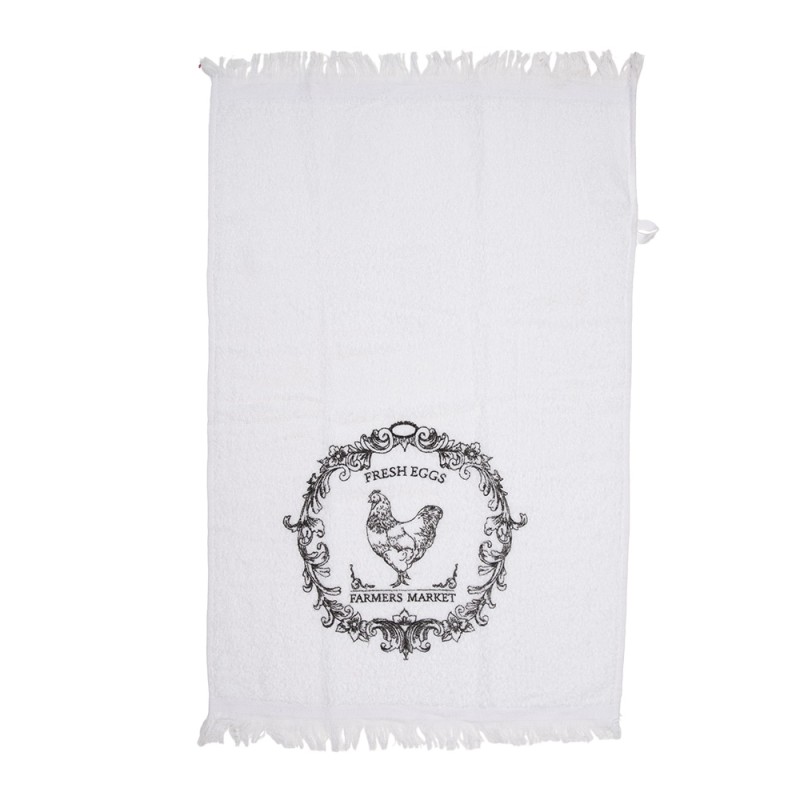 Clayre & Eef Asciugamano per ospiti 40x66 cm Bianco Cotone Gallo