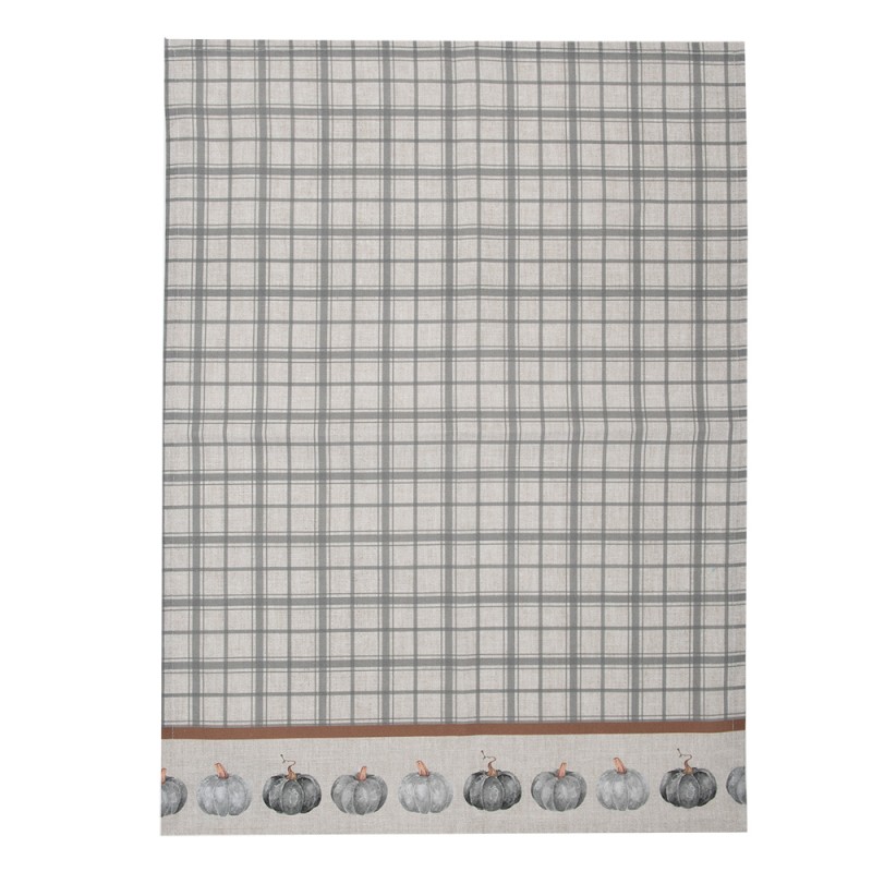 Clayre & Eef Geschirrtuch 50x70 cm Grau Baumwolle Kürbis