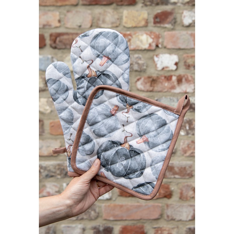 Clayre & Eef Presina da forno 18x30 cm Grigio Cotone Zucca