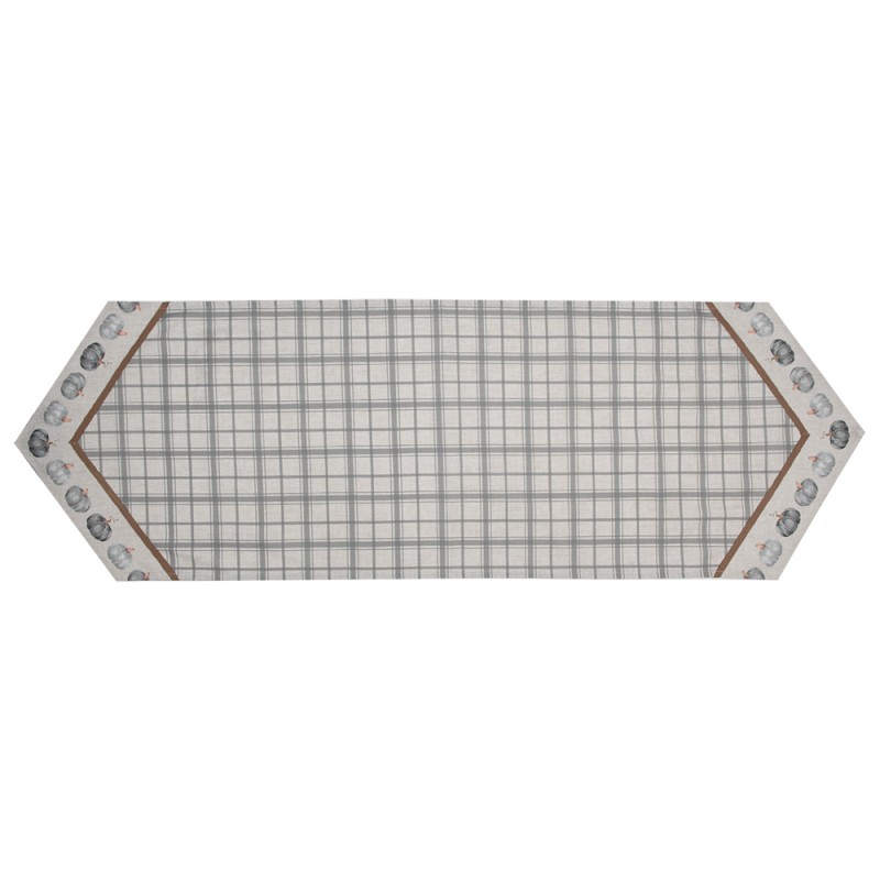 Clayre & Eef Table Runner 50x160 cm Grey Cotton Pumpkin