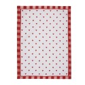 Clayre & Eef Theedoek 50x70 cm Wit Rood Katoen Rechthoek Hartjes