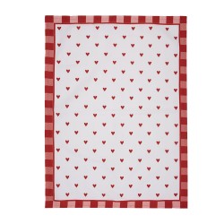 Clayre & Eef Asciugamani da cucina 50x70 cm Bianco Rosso  Cotone Rettangolo Cuoricini