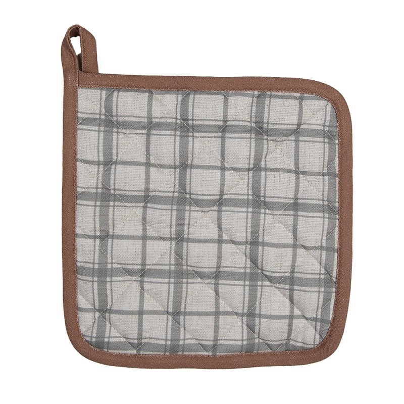 Clayre & Eef Topflappen 20x20 cm Grau Baumwolle Quadrat Kürbis