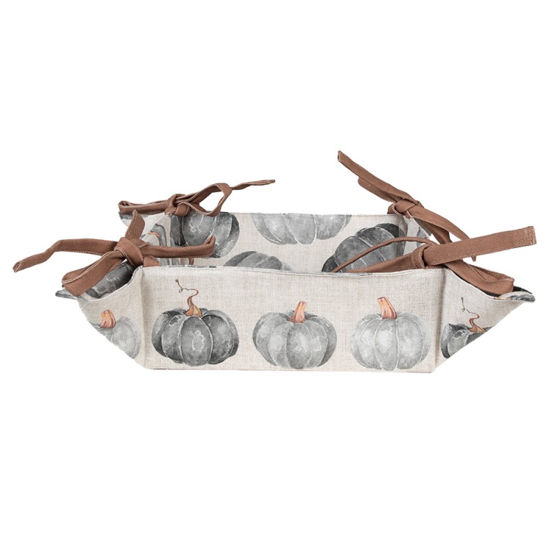 Clayre & Eef Cestino del pane 35x35x8 cm Grigio Cotone Quadrato Zucca