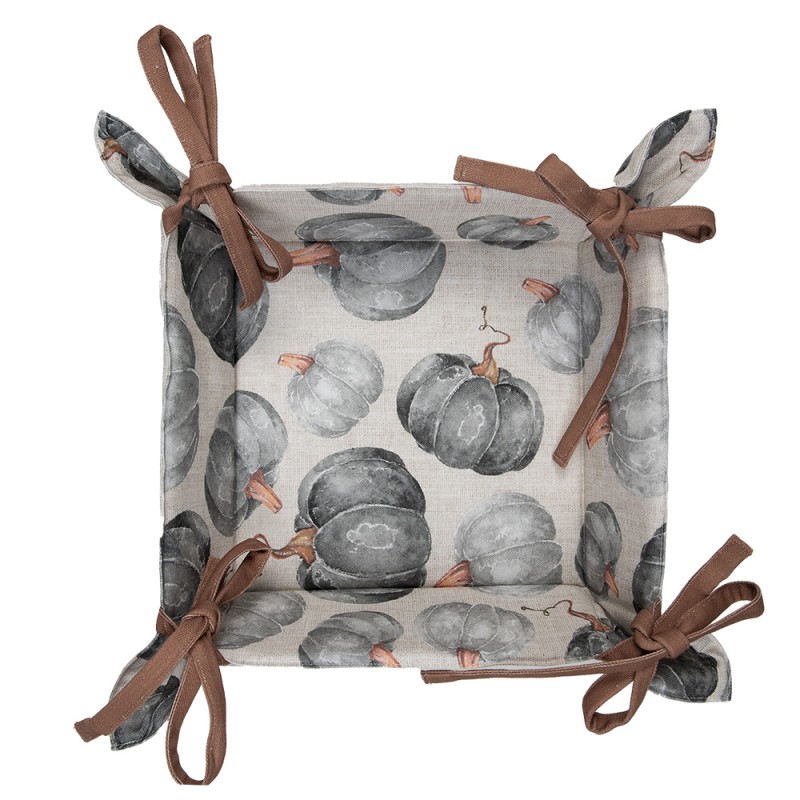 Clayre & Eef Cestino del pane 35x35x8 cm Grigio Cotone Quadrato Zucca