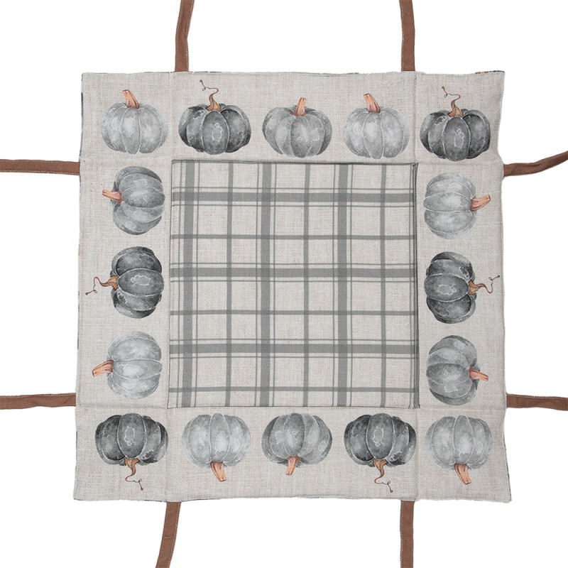 Clayre & Eef Cestino del pane 35x35x8 cm Grigio Cotone Quadrato Zucca