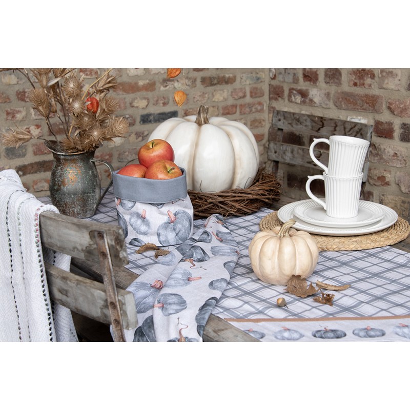 Clayre & Eef Cestino del pane 35x35x8 cm Grigio Cotone Quadrato Zucca