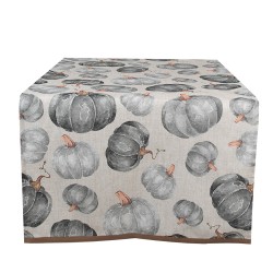 Clayre & Eef Tafelloper 50x140 cm Grijs Katoen Pompoen