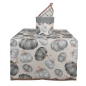 Clayre & Eef Table Runner 50x140 cm Grey Cotton Pumpkin