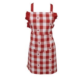 Clayre & Eef Grembiule bambino 56x48 cm Bianco Rosso  Cotone Cuoricini
