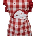 Clayre & Eef Grembiule bambino 56x48 cm Bianco Rosso  Cotone Cuoricini