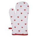 Clayre & Eef Manique de four 18x30 cm Blanc Rouge Coton Coeurs