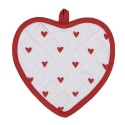 Clayre & Eef Pot Holder 20x20 cm White Red Cotton Heart-Shaped Hearts