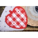 Clayre & Eef Pot Holder 20x20 cm White Red Cotton Heart-Shaped Hearts