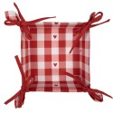 Clayre & Eef Broodmand 35x35x8 cm Wit Rood Katoen Vierkant Hartjes