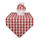 Clayre & Eef Brotkorb Ø 15x16 cm Weiß Rot Baumwolle Rund Herzen
