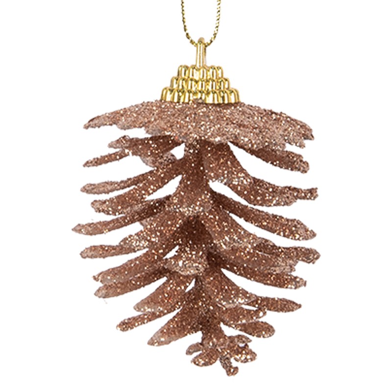 Clayre & Eef Christmas Ornament Pinecone Ø 5x7 cm Brown Plastic