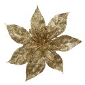 Clayre & Eef Fleur artificielle Poinsettia Ø 15x2 cm Couleur or Plastique