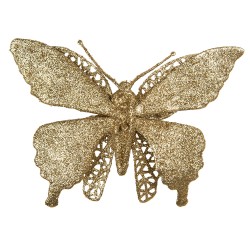 Clayre & Eef Statuetta decorativa Farfalla 17x2x12 cm Color oro Plastica