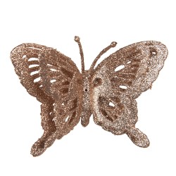 Clayre & Eef Decorative Figurine Butterfly 12x2x9 cm Copper colored Plastic