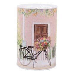 Clayre & Eef Money Box Ø 10x15 cm Pink Metal Bicycle