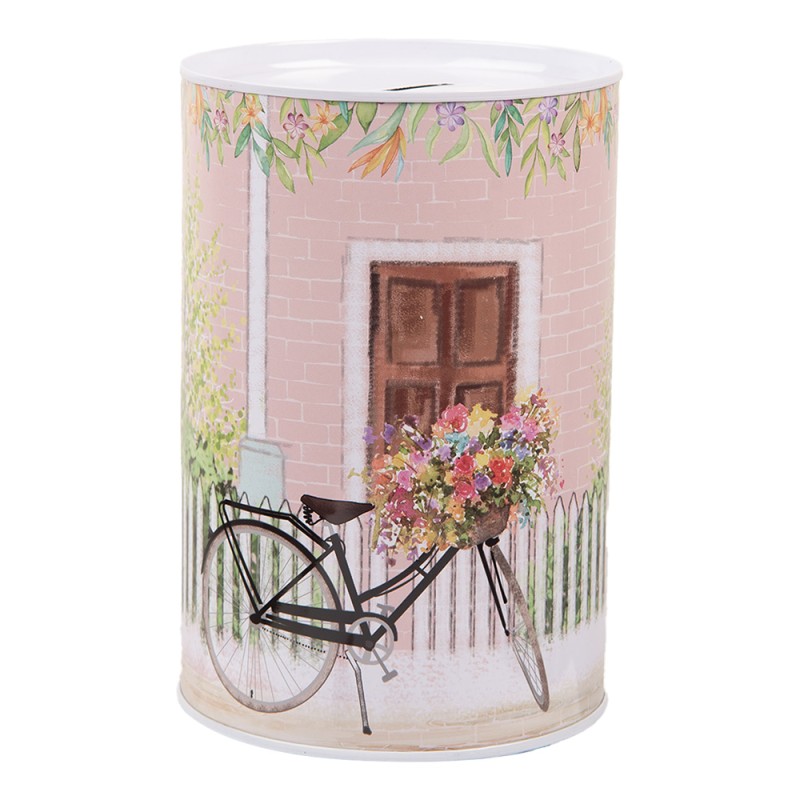Clayre & Eef Money Box Ø 10x15 cm Pink Metal Bicycle