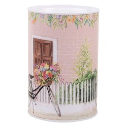 Clayre & Eef Money Box Ø 10x15 cm Pink Metal Bicycle