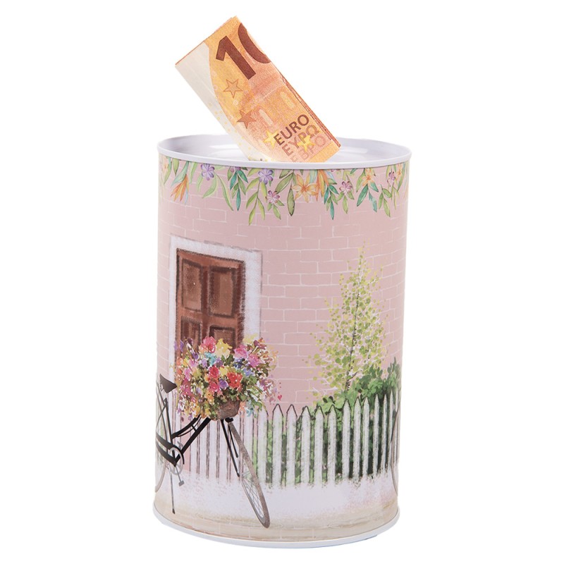 Clayre & Eef Money Box Ø 10x15 cm Pink Metal Bicycle