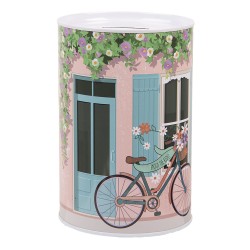 Clayre & Eef Money Box Ø 10x15 cm Pink Metal Bicycle