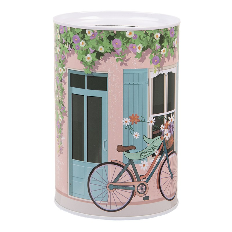Clayre & Eef Money Box Ø 10x15 cm Pink Metal Bicycle