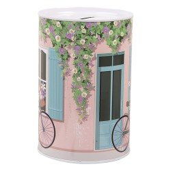 Clayre & Eef Money Box Ø 10x15 cm Pink Metal Bicycle