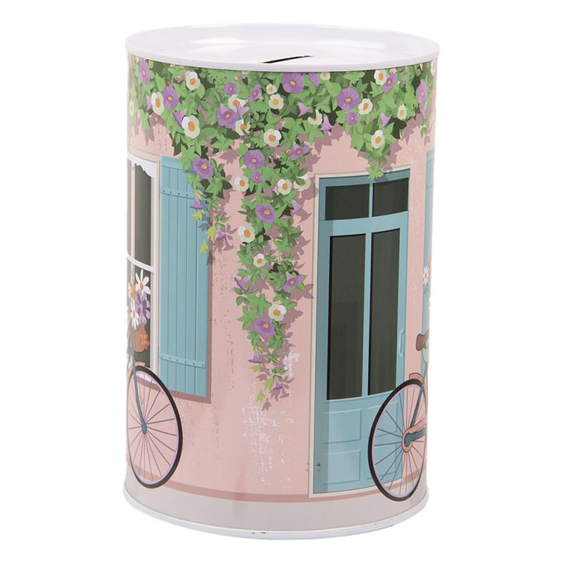 Clayre & Eef Money Box Ø 10x15 cm Pink Metal Bicycle