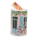 Clayre & Eef Money Box Ø 10x15 cm Pink Metal Bicycle