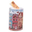Clayre & Eef Money Box Ø 10x15 cm Pink Metal Houses