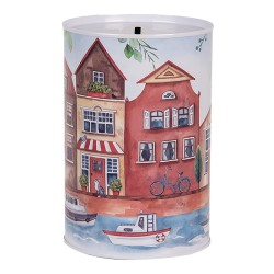 Clayre & Eef Salvadanaio Ø 10x15 cm Blu Metallo Case
