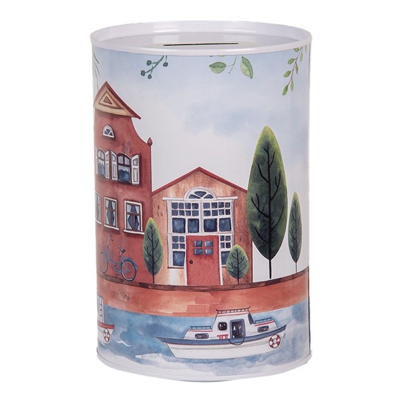 Clayre & Eef Salvadanaio Ø 10x15 cm Blu Metallo Case