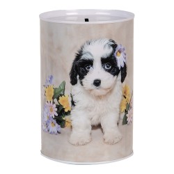 Clayre & Eef Salvadanaio Ø 10x15 cm Beige Metallo Cane