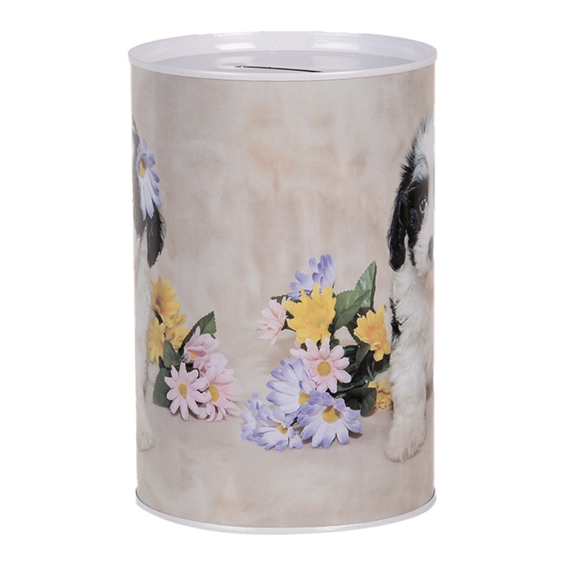 Clayre & Eef Money Box Ø 10x15 cm Beige Metal Dog