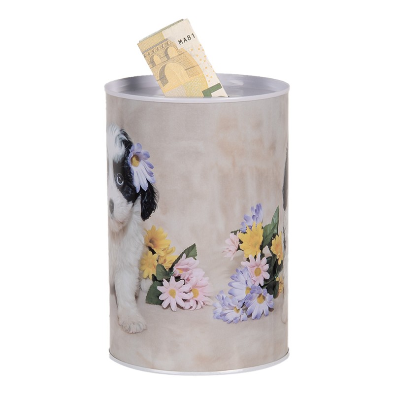 Clayre & Eef Money Box Ø 10x15 cm Beige Metal Dog