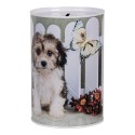 Clayre & Eef Tirelire Ø 10x15 cm Blanc Métal Chien
