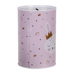 Clayre & Eef Spaarpot Ø 10x15 cm Roze Metaal Konijn